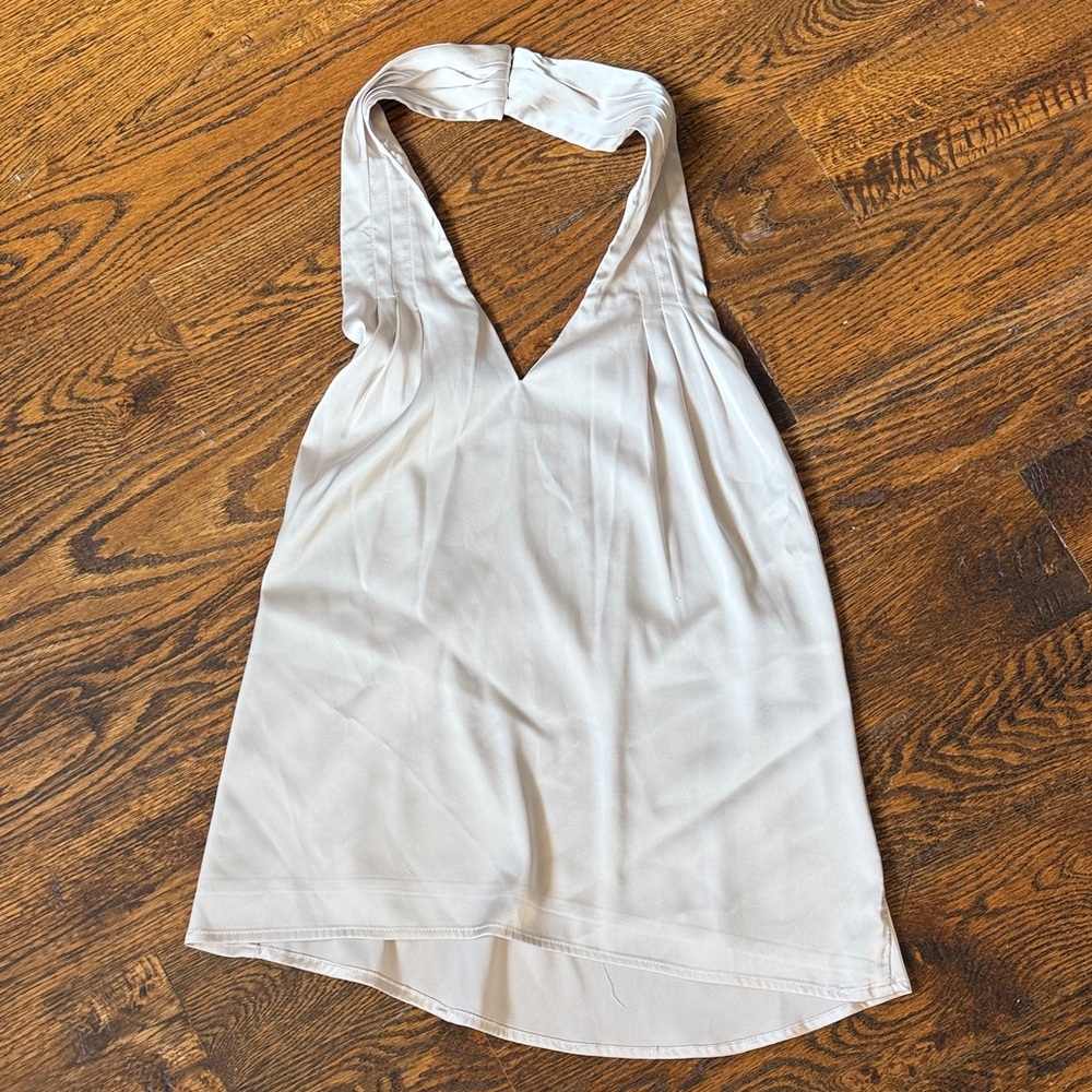 Superdown Cream V-Neck Halter Top